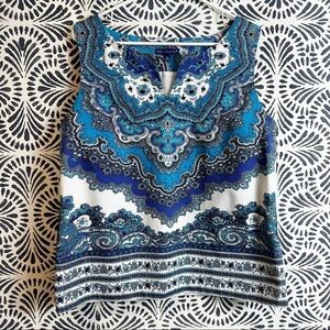Talbots RSVP Blue Paisley Boho Top Shell Tank